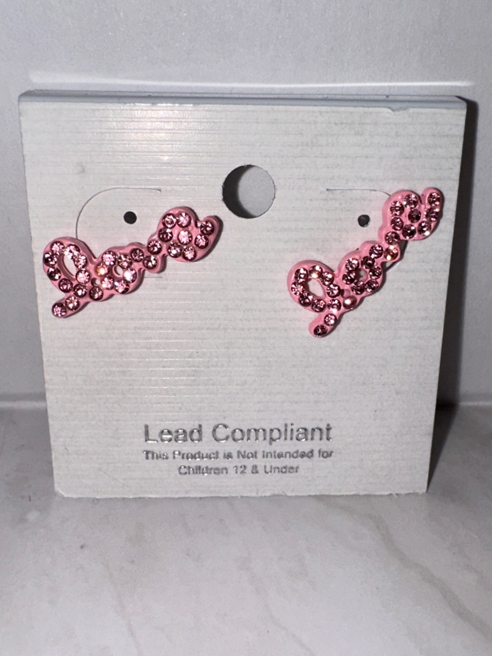 Pink Crystal Script Stud Earrings - Women Jewelry Earrings